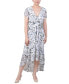 ფოტო #1 პროდუქტის Petite Short Sleeve High Low Hem Chiffon Dress