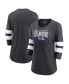 ფოტო #1 პროდუქტის Women's Heathered Charcoal Los Angeles Rams Super Bowl LVI Bound Classic Play Stripe 3/4-Sleeve Scoop Neck T-shirt