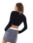 Фото #4 товара Urban Revivo long sleeve chenille knitted cardigan with halter cami underlayer in black