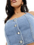 In The Style denim halterneck top in blue 34 - фото #5