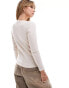 JDY asymetric ribbed button detail top in beige