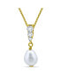 ფოტო #2 პროდუქტის White Cultured Pearl and Cubic Zirconia Pendant Necklace