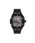 Men's Black Textured Silicone Strap Watch 48mm