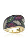 Фото #3 товара Suzy Levian Sterling Silver Cubic Zirconia Pave Multi-Color Leaf Ring