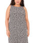 Plus Size Crewneck Printed Sleeveless Maxi Dress