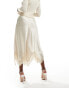 Фото #3 товара Miss Selfridge satin maxi skirt with trim in cream