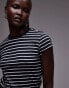 Topshop stripe longline everyday tee in navy