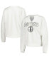 ფოტო #1 პროდუქტის Women's White Brooklyn Nets Sunray Notch Neck Long Sleeve T-shirt