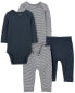 Baby 4-Piece PurelySoft Long-Sleeve Bodysuits & Pants Set NB