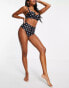 Peek & Beau high leg high waist bikini bottom with picot edging in black polka dot Marineblau gepunktet, 36 - фото #3