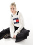 Tommy Jeans flag collar sweater in white