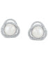ფოტო #2 პროდუქტის Cultured Freshwater Pearl (7 - 7-1/2mm) & Diamond (1/4 ct. t.w.) Love Knot Stud Earrings in 14k White Gold
