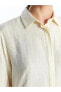 Фото #5 товара LCW Grace Çizgili Keten Görünümlü Kadın Gömlek Tunik