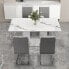 White Marble Dining Table with 4 High Back Chairs