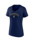 Фото #3 товара Women's Navy Milwaukee Brewers Team Lockup V-Neck T-shirt