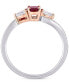 ფოტო #3 პროდუქტის Ruby (7/8 ct. t.w.), White Sapphire (1/3 ct. t.w.) & Diamond (1/20 ct. t.w.) Ring in 14k White & Rose Gold