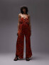 Topshop strappy slinky wide leg jumpsuit in print