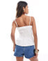 River Island shirred sleeveless cami top in white