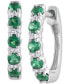 Ruby (1/2 ct. t.w.)& Diamond (1/20 ct. t.w.) Small Hoop Earrings in 14k White Gold, 1" (Also in Emerald)