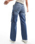 New Look cargo jean in vintage blue wash