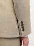 Фото #2 товара ASOS DESIGN wedding skinny suit jacket in linen mix in linen mix in micro texture in brown