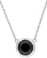 Фото #1 товара Black Diamond Bezel Solitaire 17" Pendant Necklace (2 ct. t.w.) in 14k White Gold