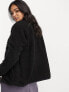 Kavu Pearsoll full zip heavy pile borg jacket in black