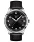 ფოტო #1 პროდუქტის Men's Swiss Gent XL Black Leather Strap Watch 42mm