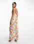 Фото #4 товара Forever New chain halter neck maxi dress in yellow and pink floral