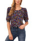 Women's Floral Print 3/4 Sleeve Scoop Neck Knit Top