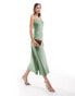 Фото #1 товара YAS Bridesmaid satin cami maxi dress in green - MGREEN