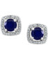 ფოტო #4 პროდუქტის EFFY® Sapphire (7/8 ct. t.w.) & Diamond (1/8 ct. t.w.) Halo Stud Earrings in 14k White Gold