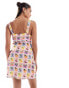 Фото #4 товара ASOS DESIGN linen mix mini summer dress in tile fruit print