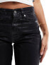 Only Riley high waisted coated straight leg jeans in black