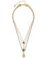 ფოტო #1 პროდუქტის Gold-Tone Mixed Stone & Snake Convertible Layered Pendant Necklace, 16" + 3" extender