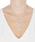 Фото #2 товара Freshwater Pearl (9x7mm & 8x6mm) Cubic Zirconia Knotted 17" Lariat Necklace in Sterling Silver