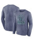 Фото #1 товара Men's Heather Deep Sea Blue Distressed Seattle Kraken Keep The Zone Long Sleeve T-shirt