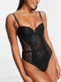 Фото #1 товара Wild Lovers Samantha sequin lace detailed underwired bodysuit in black