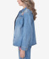 Фото #3 товара Women's In Full Bloom Butterfly Embroidered Denim Shirt Jacket