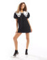 Фото #1 товара Sister Jane oversized contrast bow collar mini dress in black