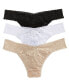 ფოტო #1 პროდუქტის 3-Pk. Low-Rise Lace Thong 49113PK