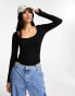 New Look long sleeve scoop body in black