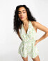 Glamorous halter neck playsuit in white green floral WHITE PAINTED FLORAL, 44 - фото #2