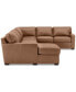 Фото #9 товара Radley 136" 5-Pc. Leather Square Corner Modular Chase Sectional, Created for Macy's