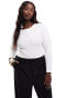 In The Style Plus ribbed button detail round neck body in ecru