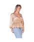 ფოტო #3 პროდუქტის Plus Size Satin V-Neck Long Sleeves Blouse