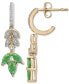 ფოტო #3 პროდუქტის Emerald (1 ct. t.w.) & Diamond (1/8 ct. t.w.) Vine Motif Drop Earrings in 14k Gold