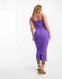 Vesper square neck midi dress with underboob cut out in purple