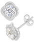 Cubic Zirconia Solitaire Love Knot Frame Stud Earrings