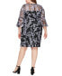 ფოტო #2 პროდუქტის Plus Size Embroidered Bell-Sleeve Illusion Dress